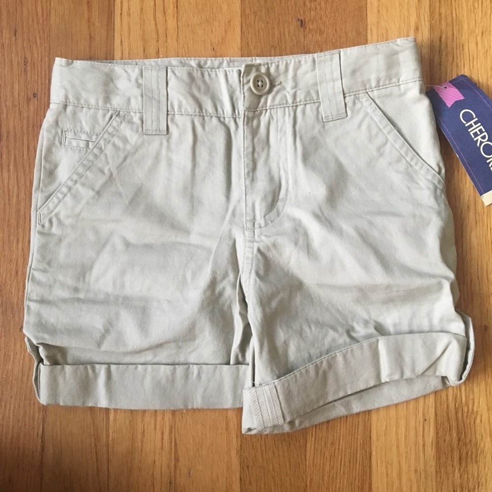 Girls 6/6X 100% cotton Bermuda shorts khaki tan